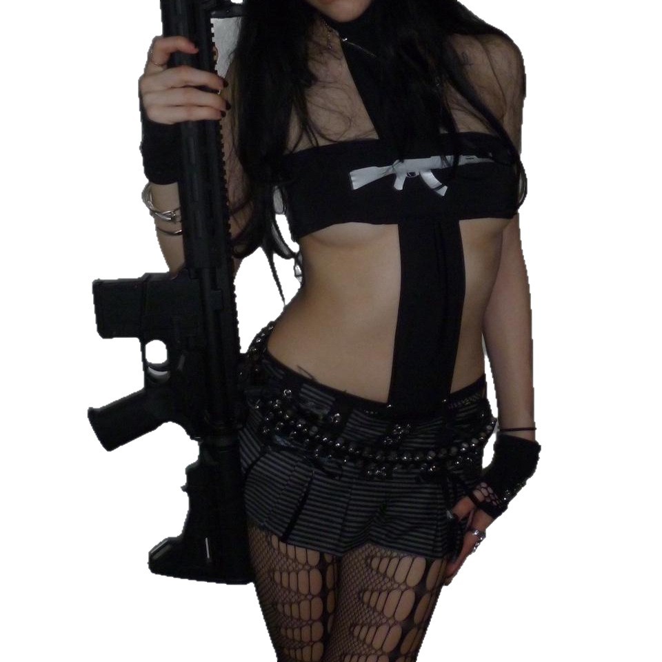Y2K Black Gothic Cutout Crop T - đánh giá và giá Pipe Bending Spring